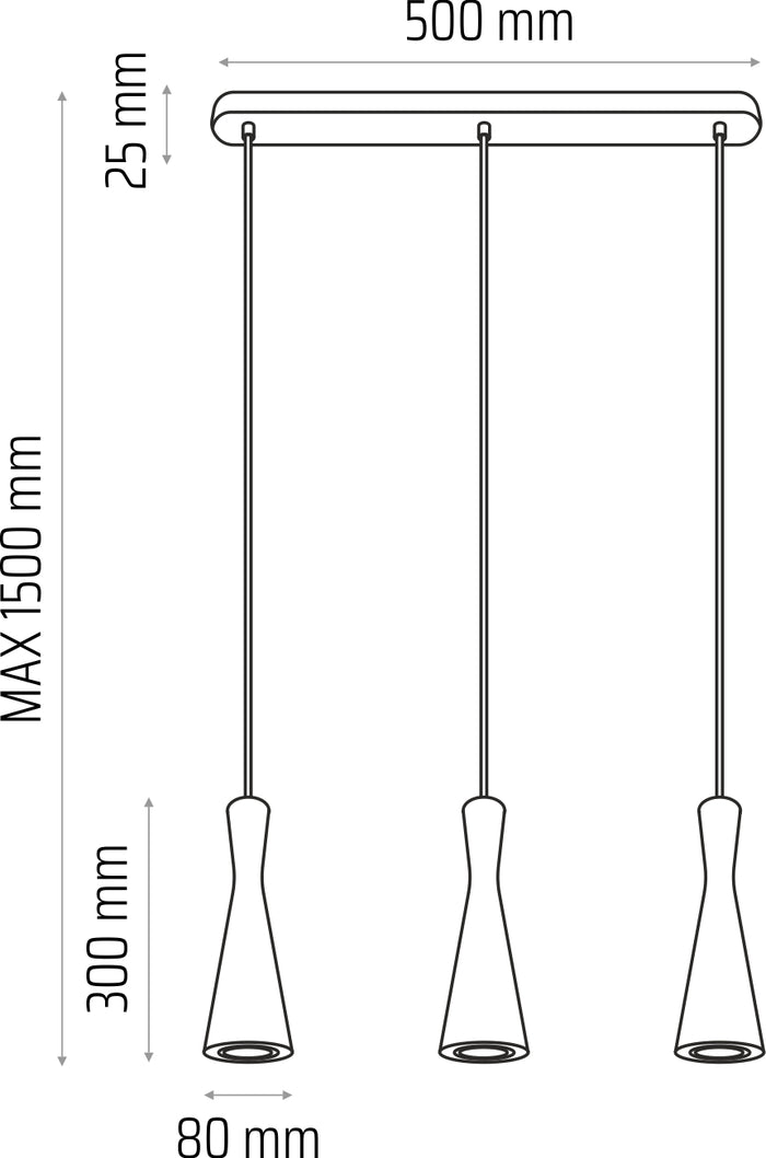 Hanging lamp black Vegas 3 tr