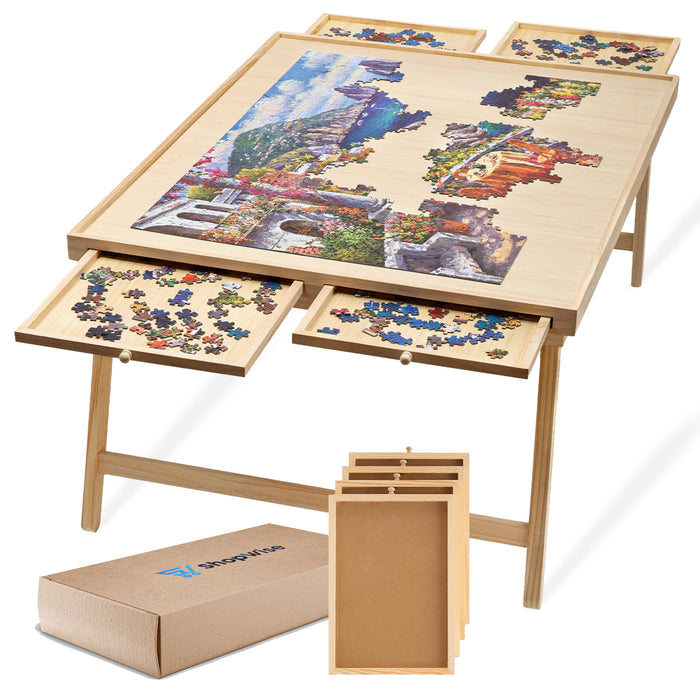 ShopWise Puzzle Table Deluxe - Puzzle Table With Drawers - 86CM x 67CM