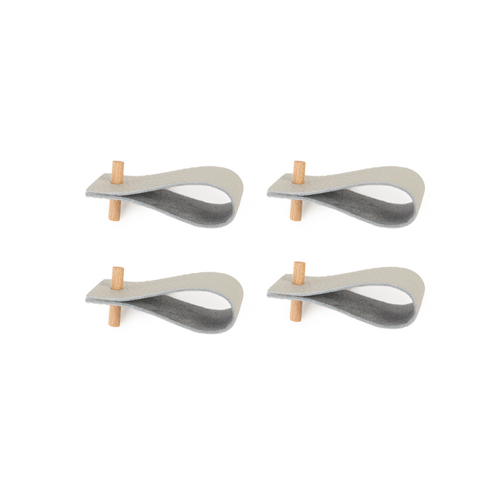 Leather napkin rings | set of 4 | gray-blue