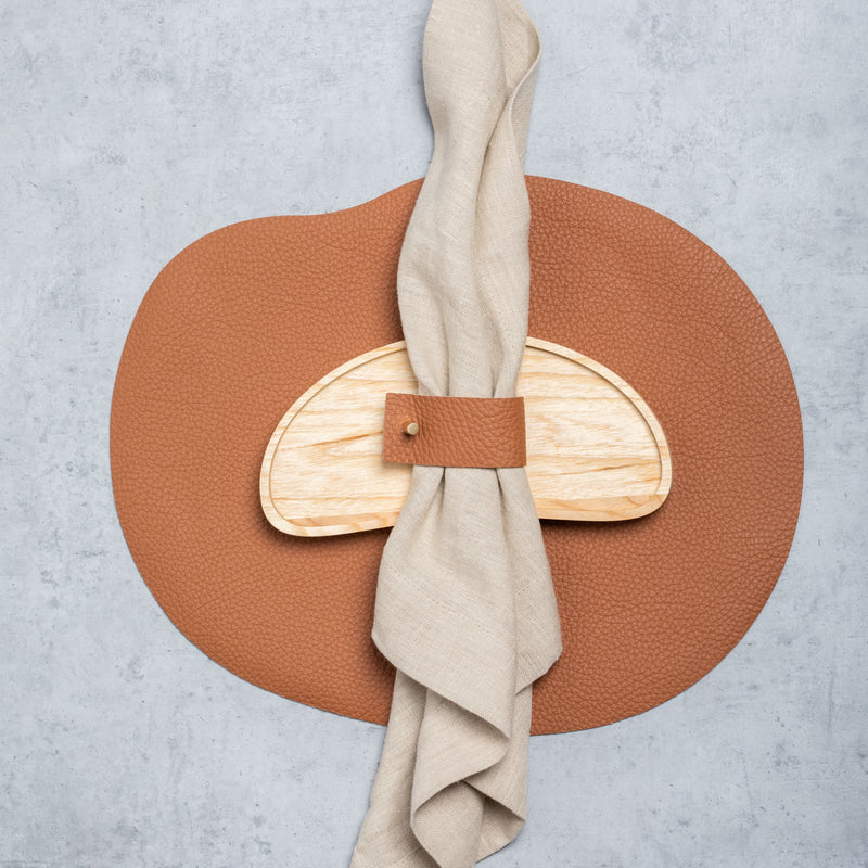 Leather napkin rings | set of 4 | rust brown