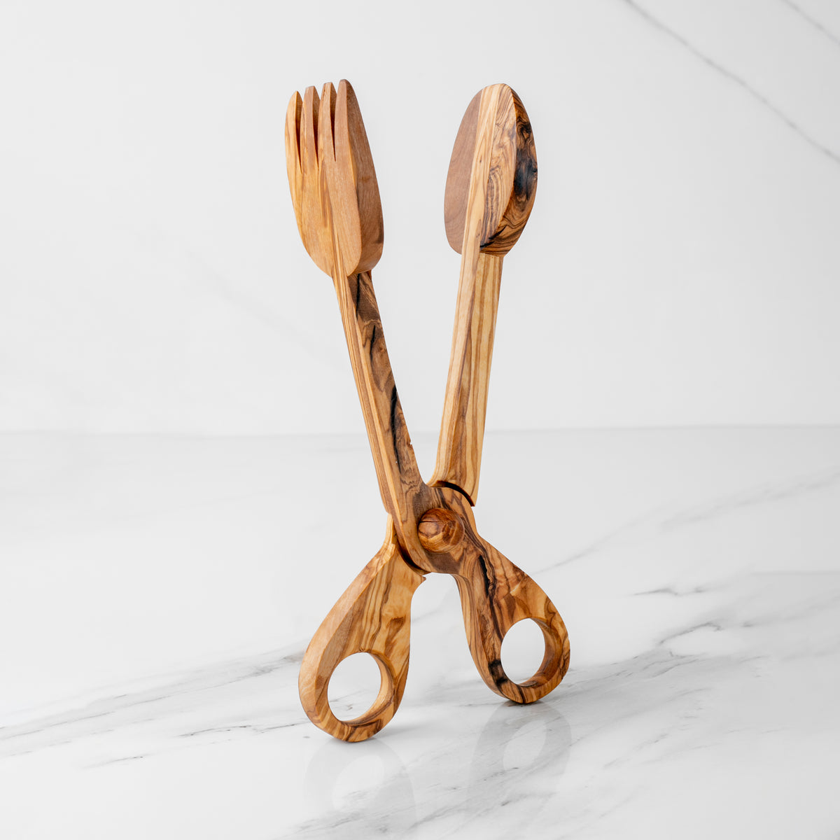 Handmade Olive Wood Salad Tongs | Eco-Friendly Serving Utensils