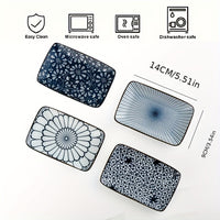 Boho Ceramic Sushi  Dessert Plates  Set of 4 Microwave Safe