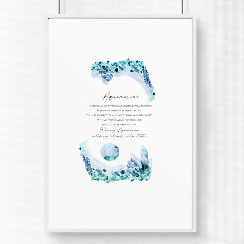 Aquamarine Birthstone December | wall art print