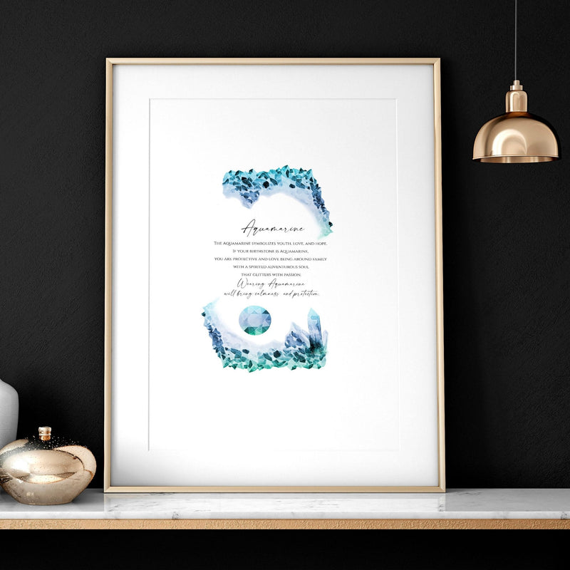 Aquamarine Birthstone December | wall art print