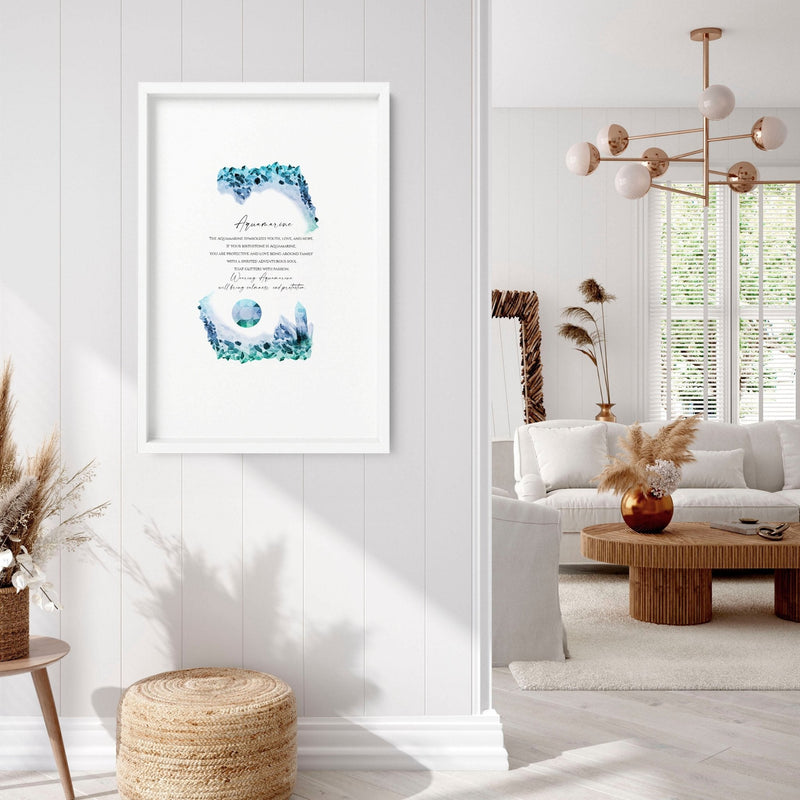 Aquamarine Birthstone December | wall art print