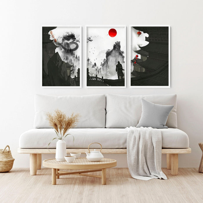 Wall art dragon | set of 3 wall art prints