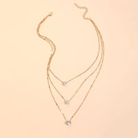 Zircon Necklace Multi-layer Five-pointed Star Love Water Drop Pendant