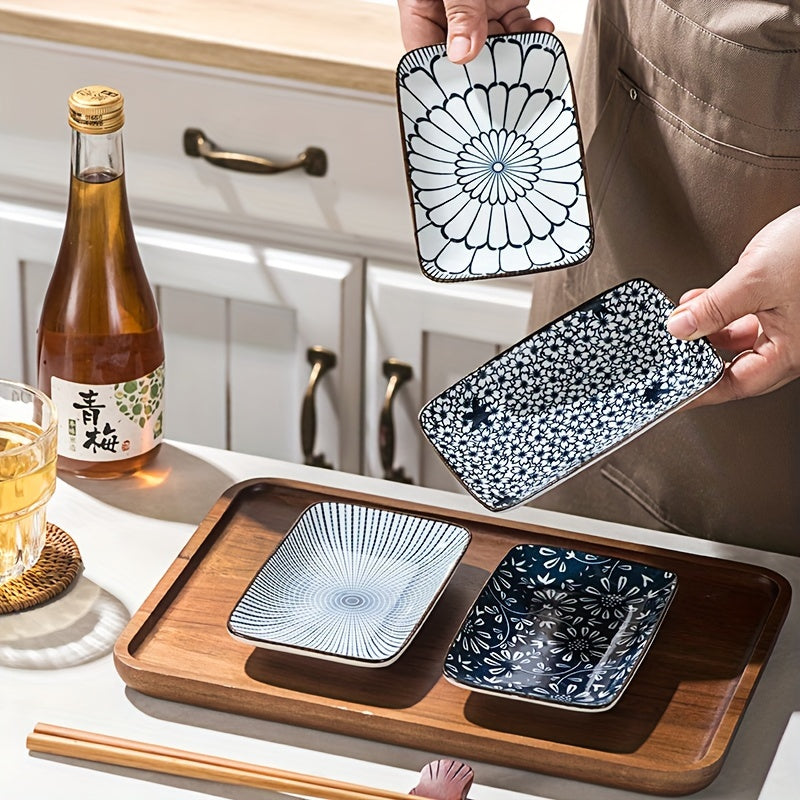 Boho Ceramic Sushi  Dessert Plates  Set of 4 Microwave Safe