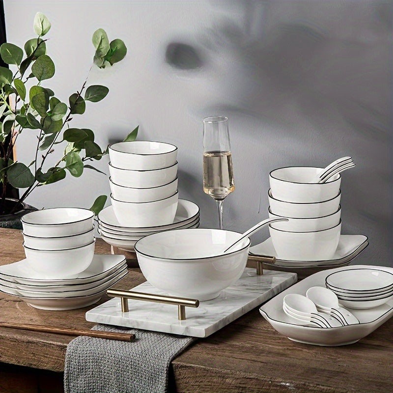 Set of 4 JapaneseInspired Minimalist Ceramic Plates