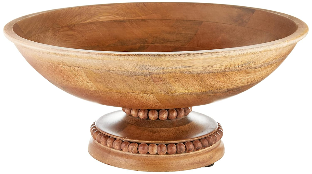 Handmade Fall Beaded Wood Pedestal Bowl Size 35X35X15 CM Color Brown