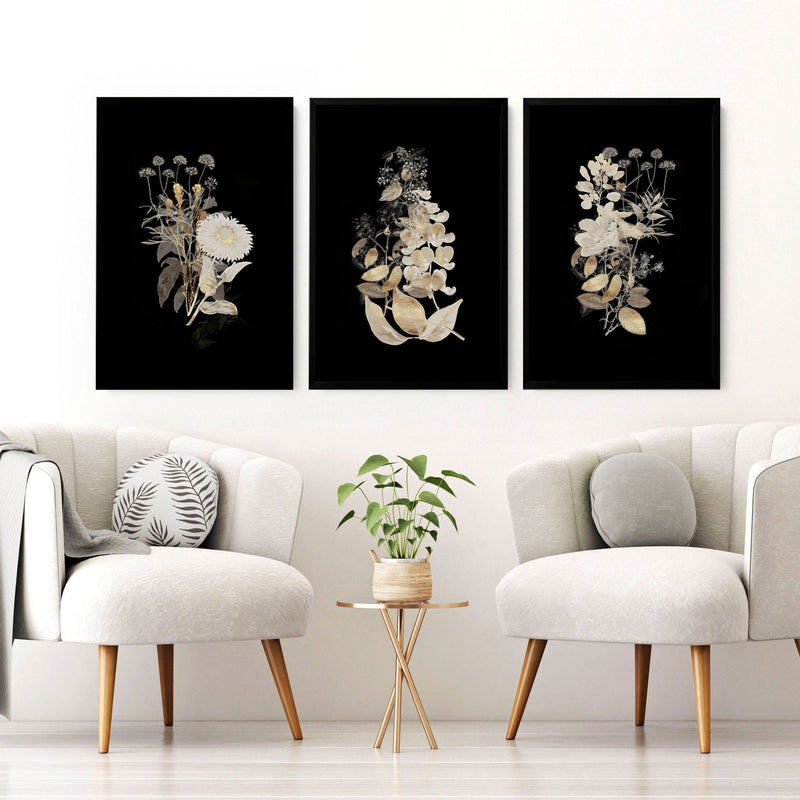 Gold wall art decor | set of 3 wall art prints