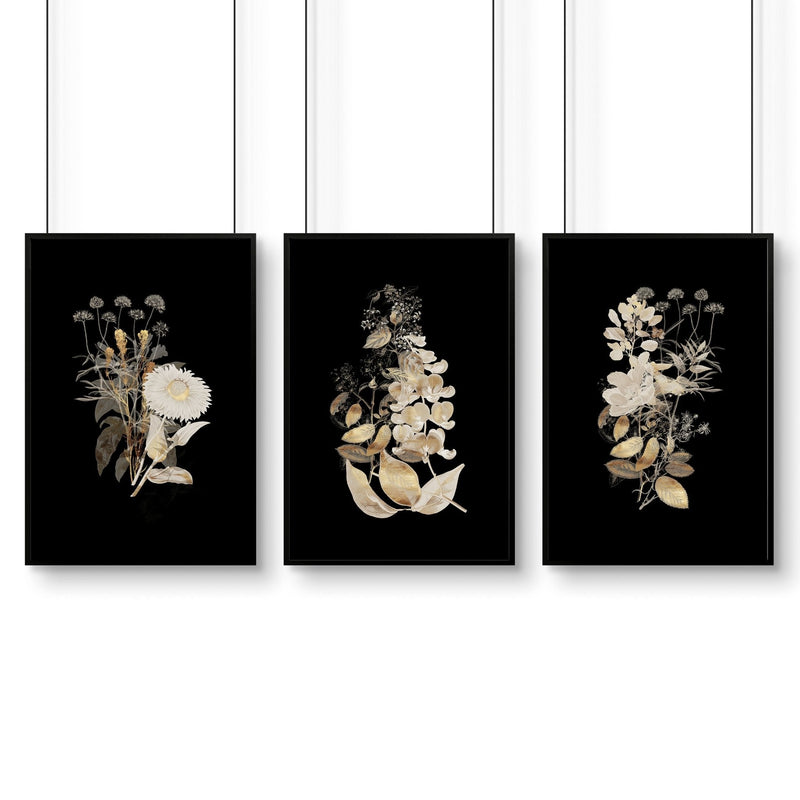 Gold wall art decor | set of 3 wall art prints