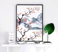 Japanese cherry blossom tree | set of 3 framed wall art