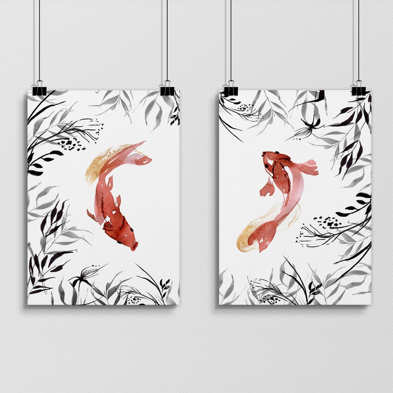 Koi wall art | set of 2 framed wall art