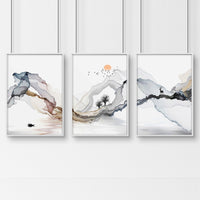 Framed print set of 3 | Landscape wall art for Living room