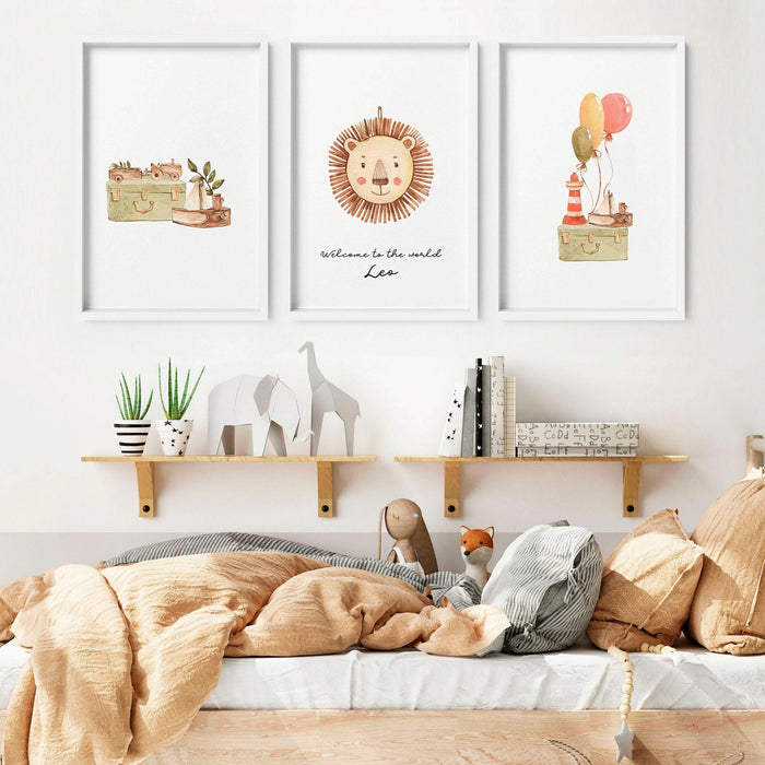 Animal wall art for nursery | set of 3 wall art prints