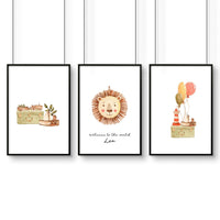 Animal wall art for nursery | set of 3 wall art prints