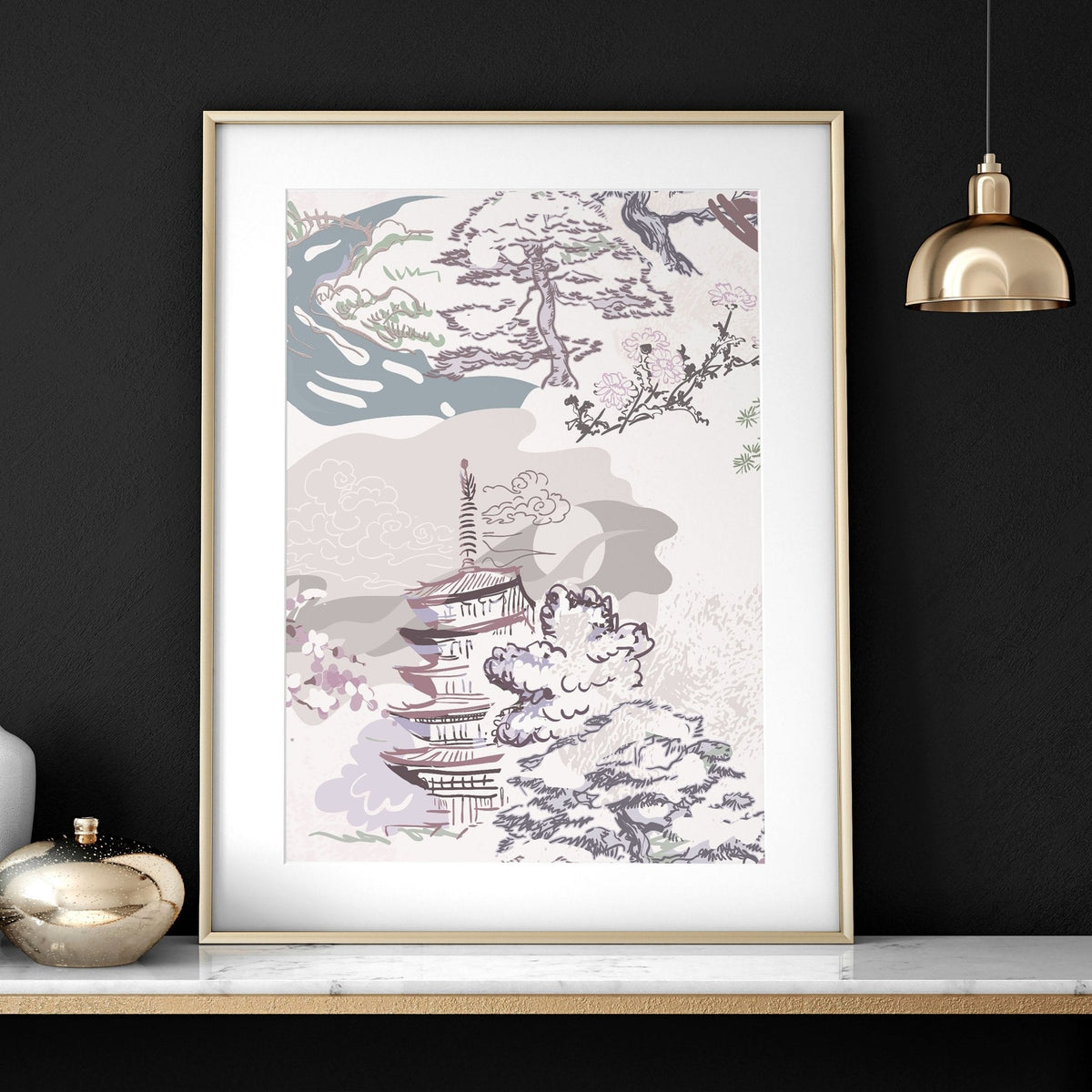 Set of 3 wall art for living room | set of 3 Chinoiserie wall art
