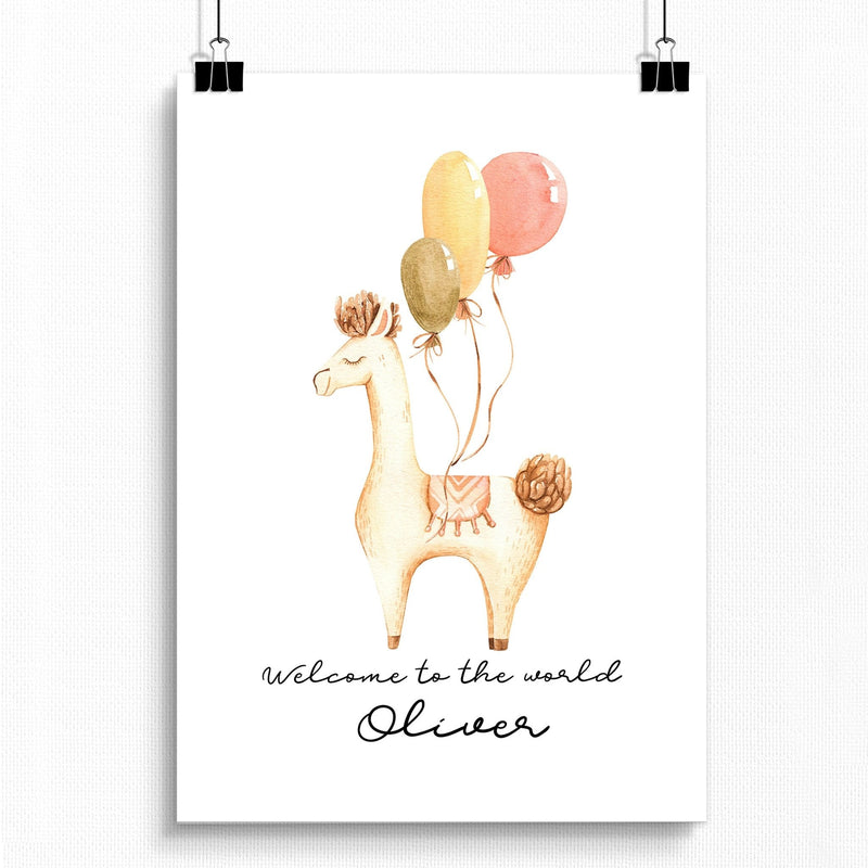 Childrens bedroom decorations | Llama Wall art for Nursery