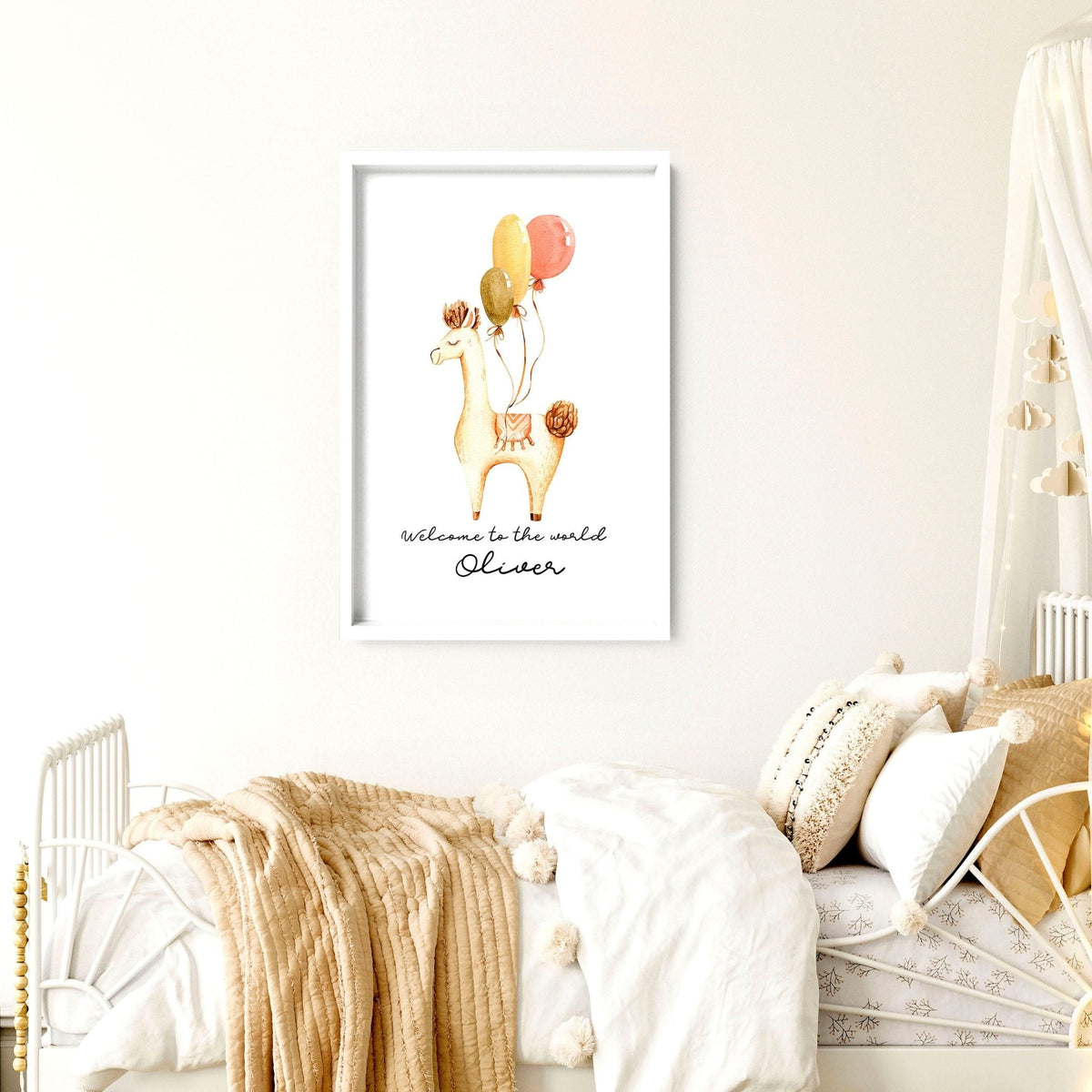 Childrens bedroom decorations | Llama Wall art for Nursery