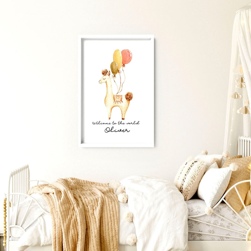 Childrens bedroom decorations | Llama Wall art for Nursery