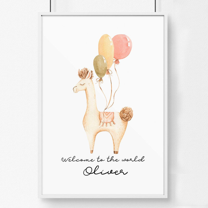 Childrens bedroom decorations | Llama Wall art for Nursery
