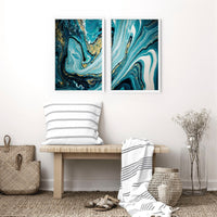 Teal luxurious wall art | set of 2 framed wall art prints
