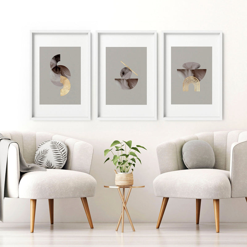 Framed large wall art | set of 3 Modern mid century wall art