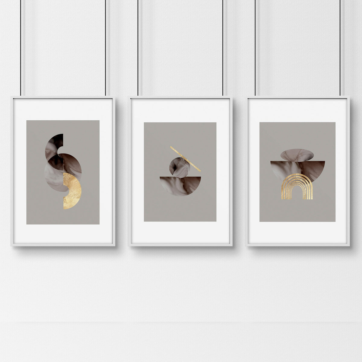 Framed large wall art | set of 3 Modern mid century wall art