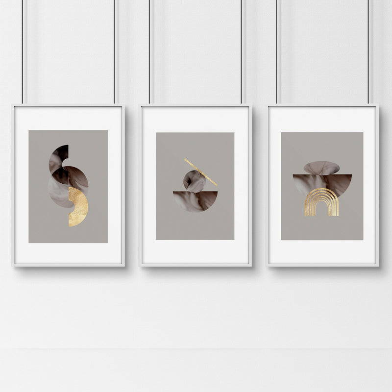 Framed large wall art | set of 3 Modern mid century wall art