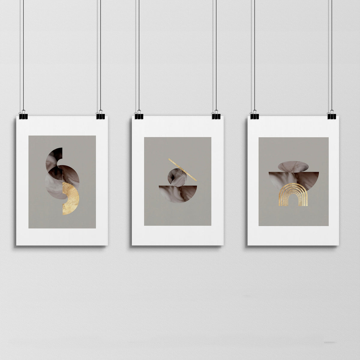 Framed large wall art | set of 3 Modern mid century wall art