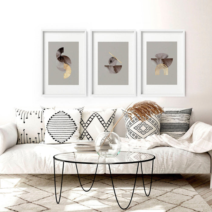 Framed large wall art | set of 3 Modern mid century wall art