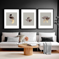 Framed large wall art | set of 3 Modern mid century wall art