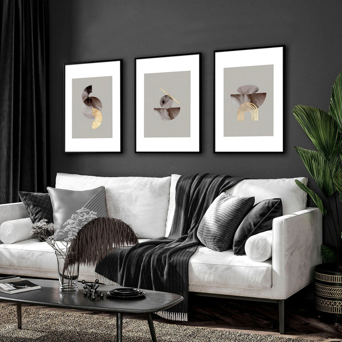 Framed large wall art | set of 3 Modern mid century wall art