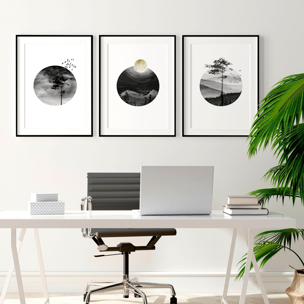 Biroja sienas grafika | 3 skandināvu sienas mākslas izdruku komplekts