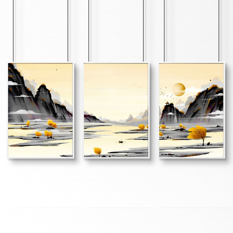 Wall art home office | set of 3 Japanese wall art
