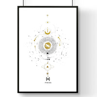 Pisces zodiac sign wall art print