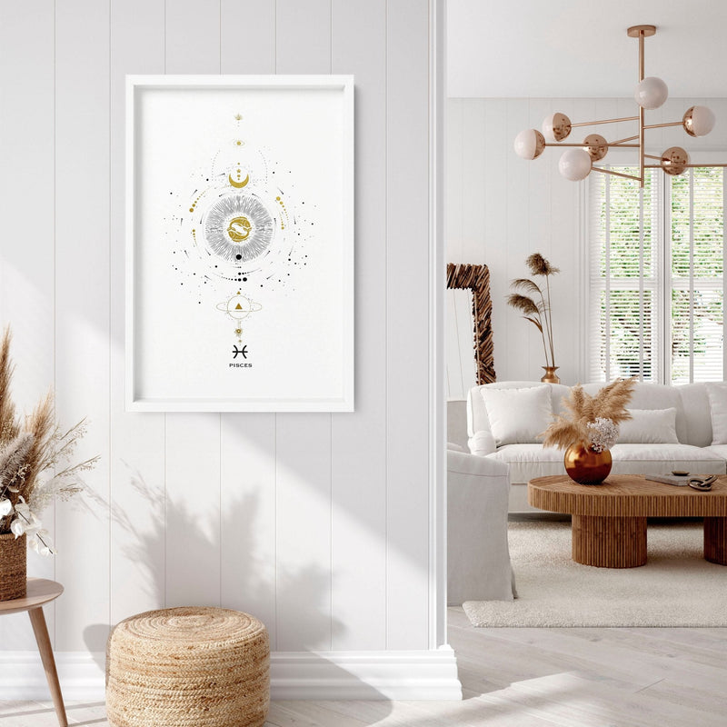 Pisces zodiac sign wall art print
