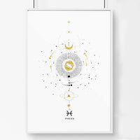 Pisces zodiac sign wall art print
