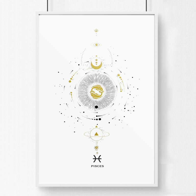 Pisces zodiac sign wall art print