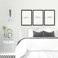 Love word art for walls | set of 3 Bedroom wall art prints
