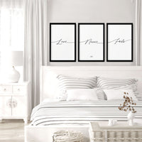 Love word art for walls | set of 3 Bedroom wall art prints