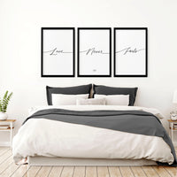 Love word art for walls | set of 3 Bedroom wall art prints