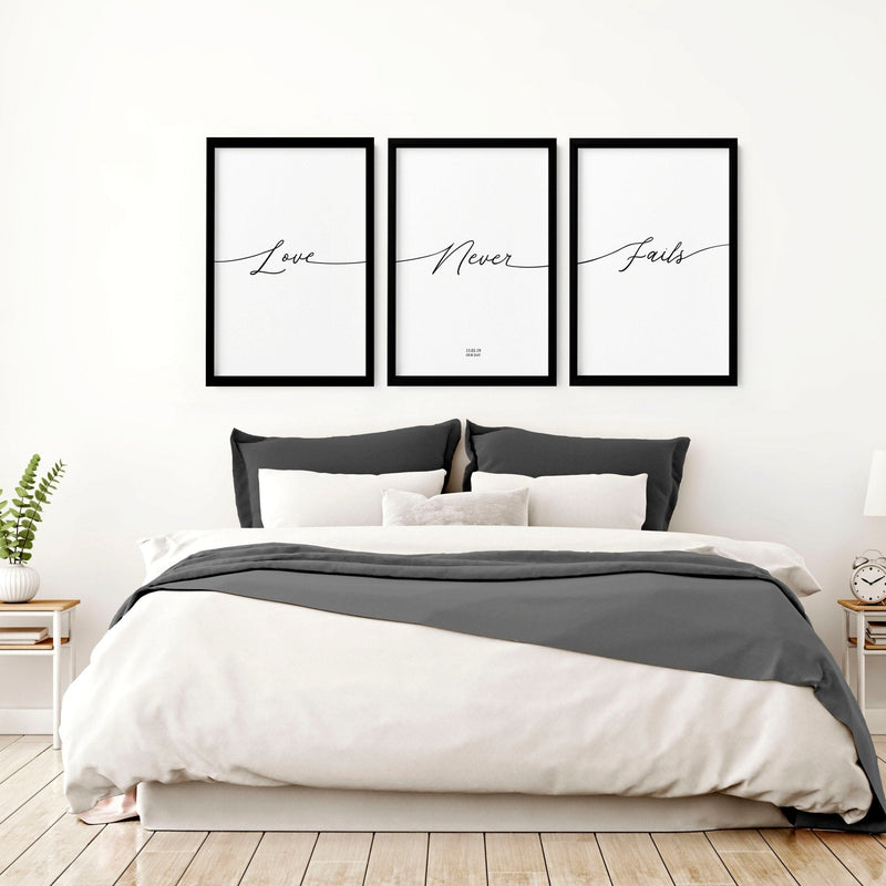 Love word art for walls | set of 3 Bedroom wall art prints