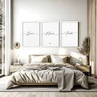 Love word art for walls | set of 3 Bedroom wall art prints