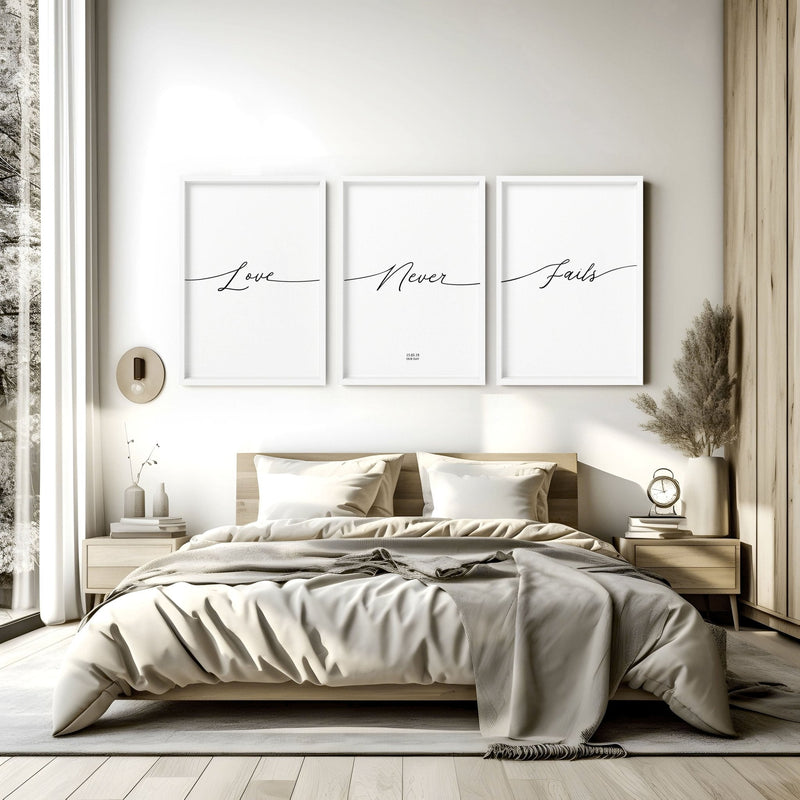 Love word art for walls | set of 3 Bedroom wall art prints