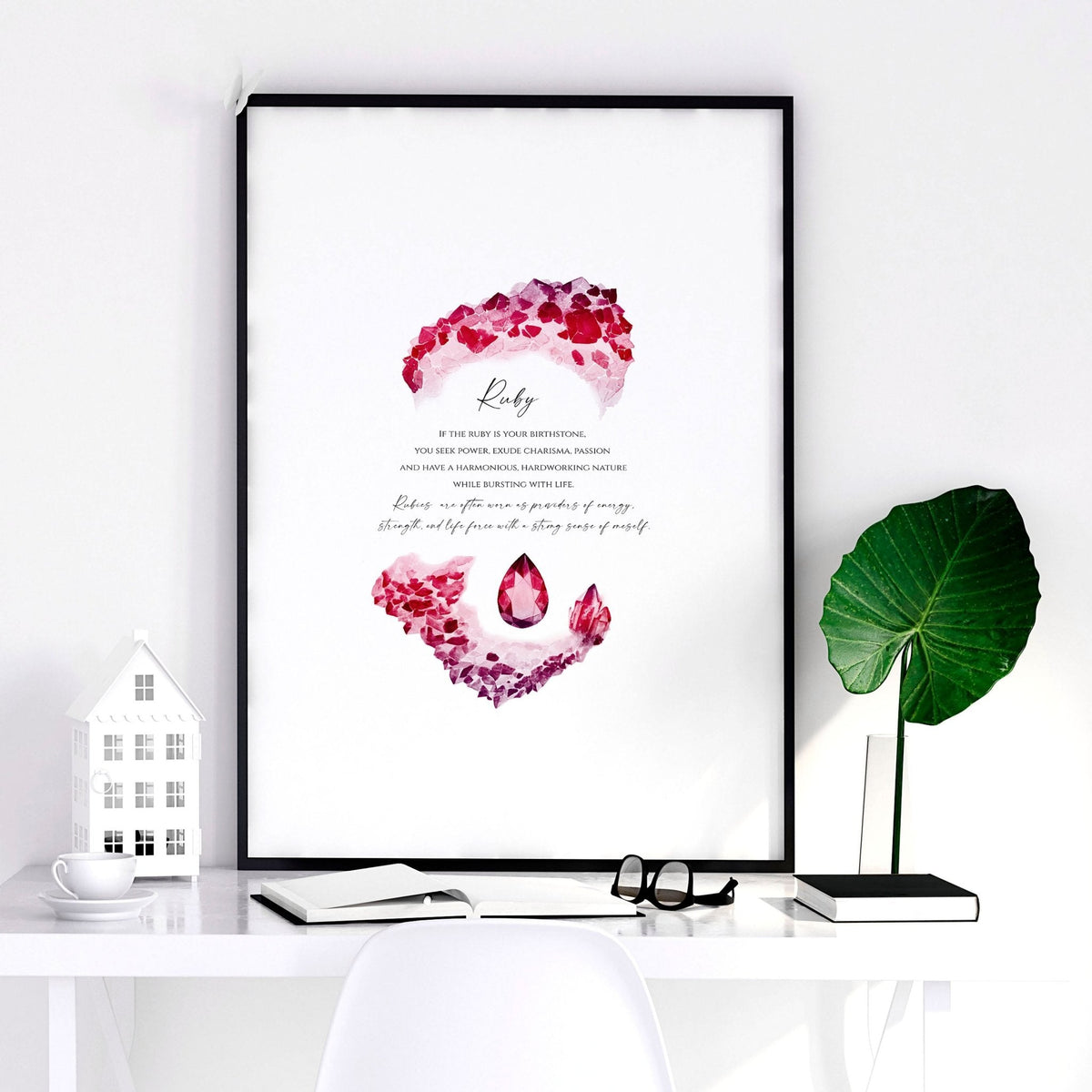 Ruby Birthstone significance framed wall art print