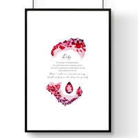 Ruby Birthstone significance framed wall art print