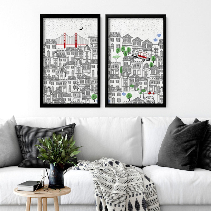 San Francisco print  | Set of 2 wall art travel posters