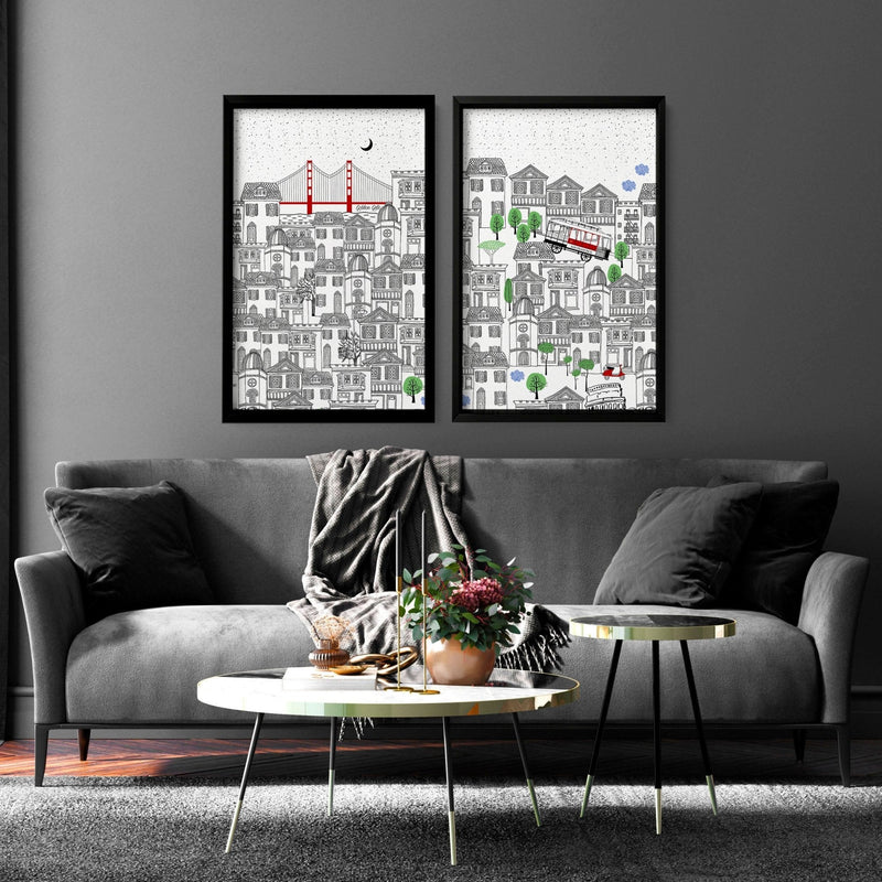 San Francisco print  | Set of 2 wall art travel posters